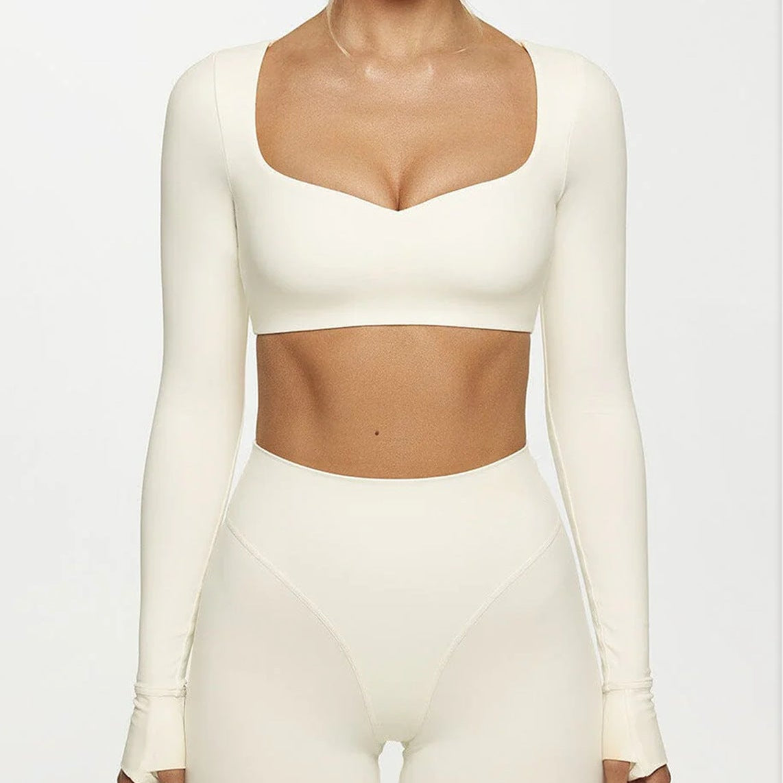 Yoga Abdominal Exercising Band Chest Pad Long Sleeve Top For Women