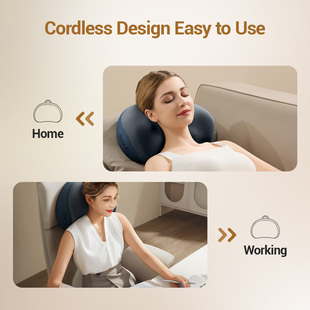 Multi-functional Neck Massage Pillow Portable Kneading Heating Compress Cervical Massager