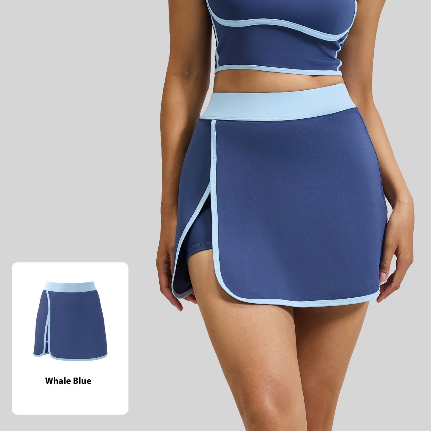Linear Anti-exposure Built-in Pocket Fitness Yoga Fake Two-piece Skirts