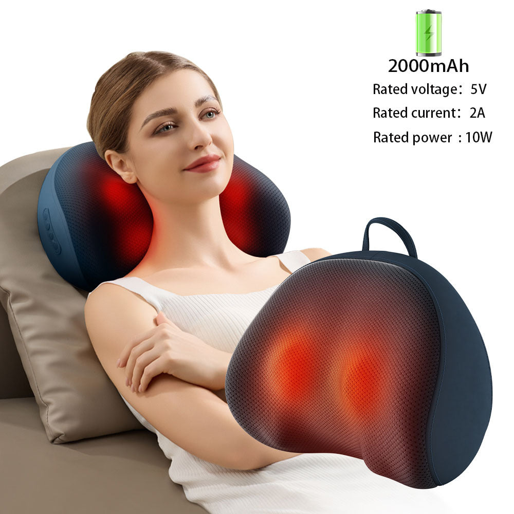 Multi-functional Neck Massage Pillow Portable Kneading Heating Compress Cervical Massager