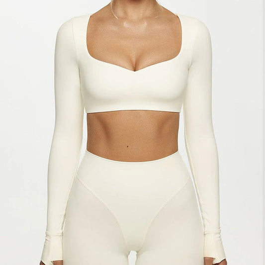 Yoga Abdominal Exercising Band Chest Pad Long Sleeve Top For Women