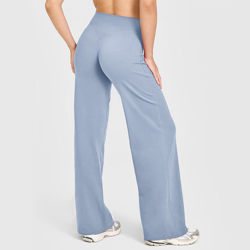 Loose Straight-leg Yoga Pants That Create A Slimming High-waisted Look