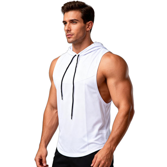 Men's High-Elastic Breathable Fitness Vest With Hood