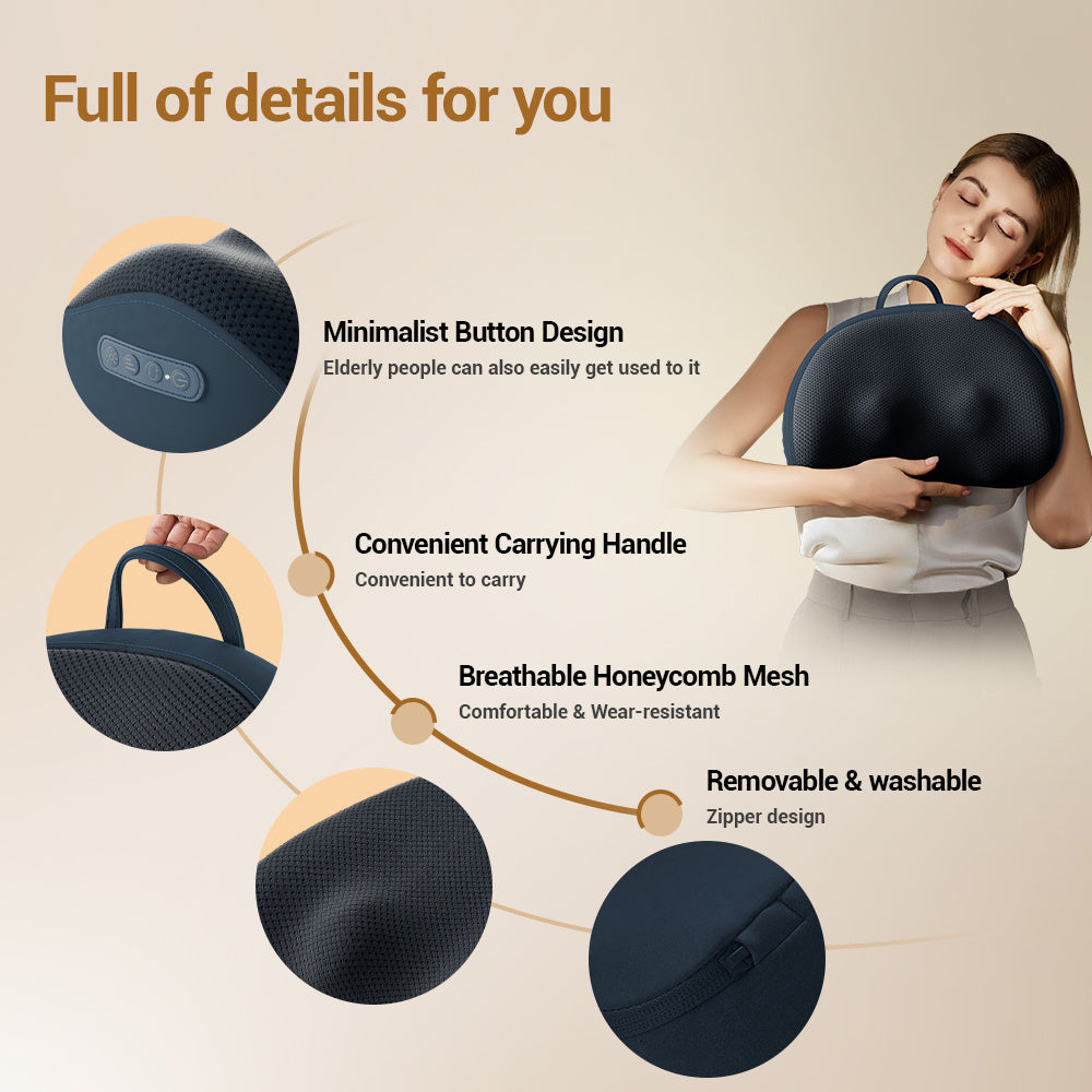 Multi-functional Neck Massage Pillow Portable Kneading Heating Compress Cervical Massager
