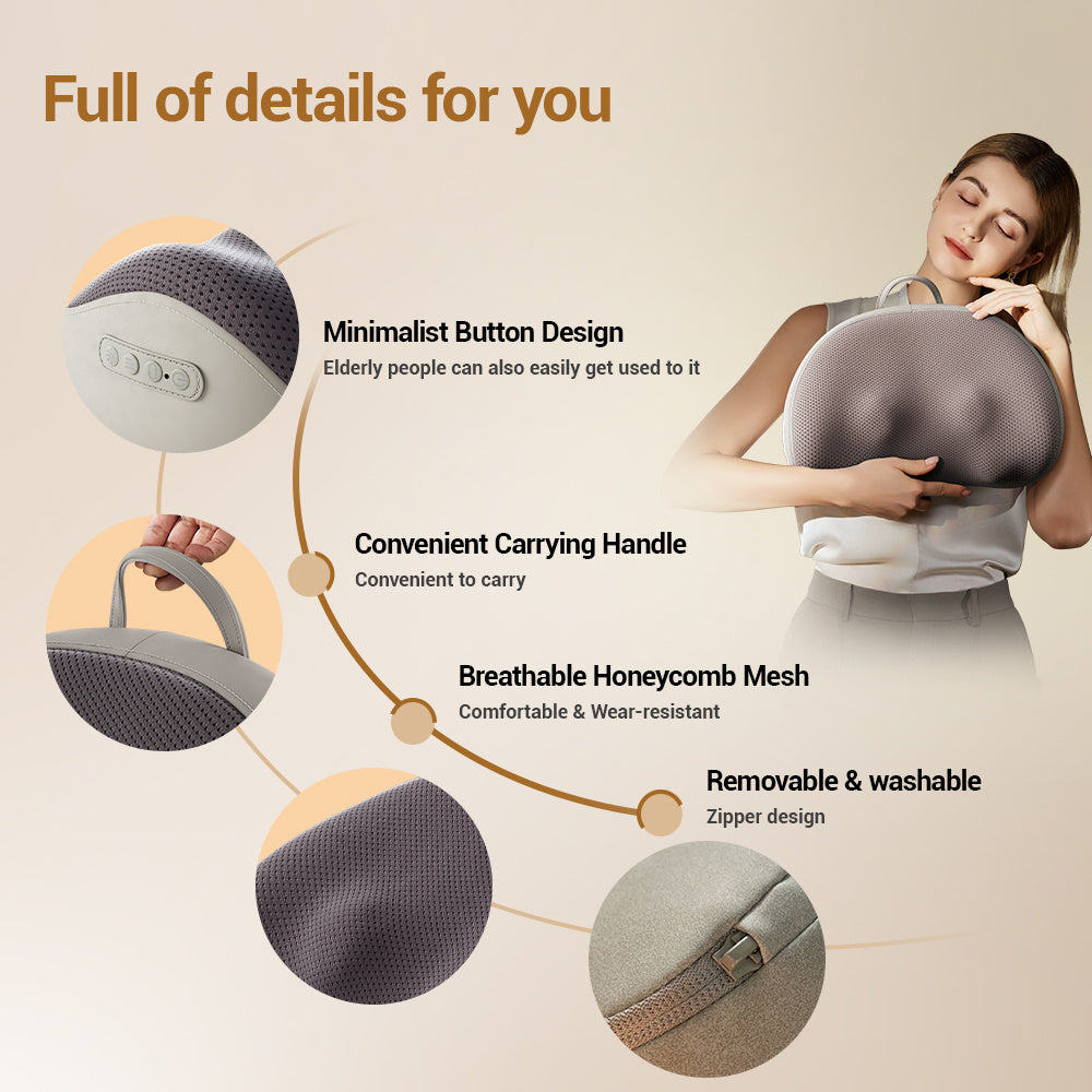 Multi-functional Neck Massage Pillow Portable Kneading Heating Compress Cervical Massager
