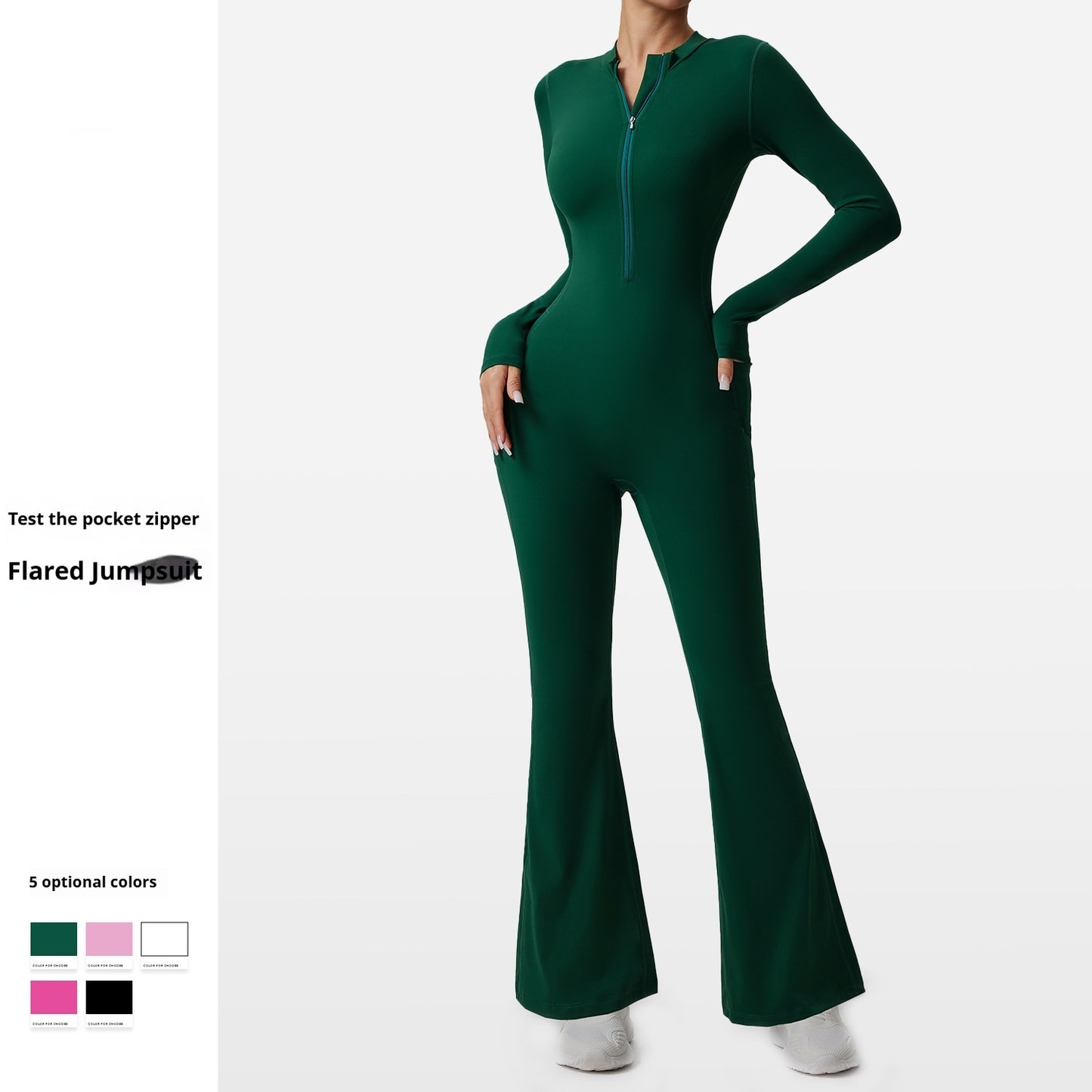 Slim-fit Bare-feel Long-sleeve Yoga Jumpsuit With A Zipper