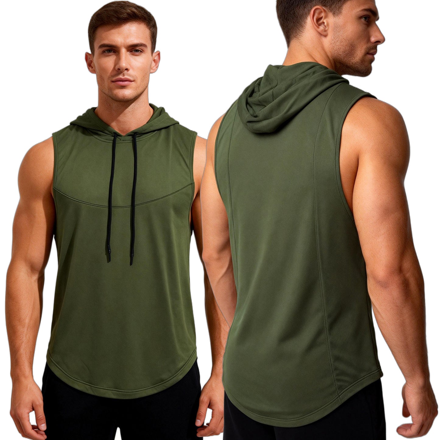 Men's High-Elastic Breathable Fitness Vest With Hood